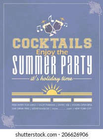 Drink Bar Flyer Poster - Optional Party, Events, Advertising, Announcement Vector Retro Template