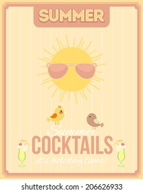 Drink Bar Flyer Poster - Optional Party, Events, Advertising, Announcement Vector Retro Template
