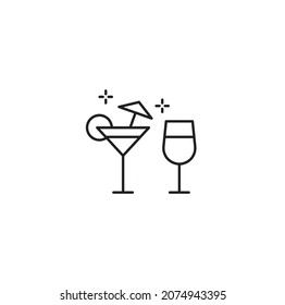 Сocktail, drink, bar, martini simple thin line icon vector illustration