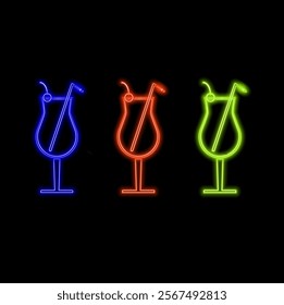 Drink in bar on color abstract background.