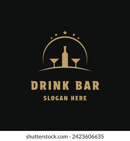 Drink bar restaurant logo design concept