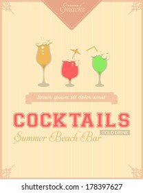 Drink Bar Snacks Bar Flyer Poster - Optional Party, Events, Advertising, Announcement Vector Retro Template