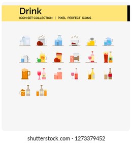 drink basic icons set pixel perfect 