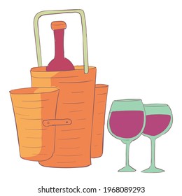 Drink basket icon. Cartoon and flat of Drink basket vector icon for web design isolated on white background