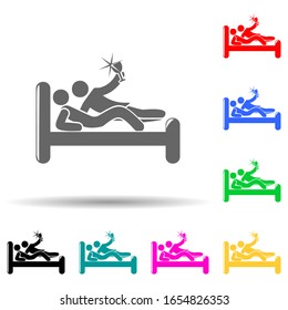 to drink in bed multi color style icon. Simple glyph, flat vector of party icons for ui and ux, website or mobile application