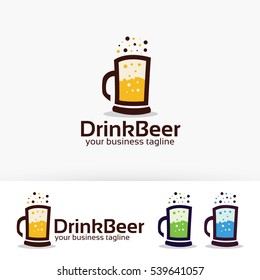 Drink beer logo design. Beverage and Restaurant logo concept. Vector logo template