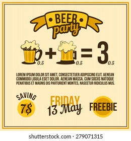 Drink Beer template or flyer design for pub.