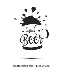 Drink beer typography. Beer logo template design. Grunge Style. Beer advertising. Vector  illustration