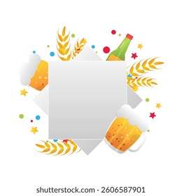 Drink beer vector cartoon decorative frame
