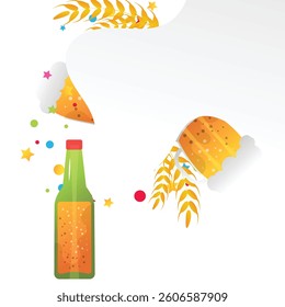 Drink beer vector cartoon decorative frame