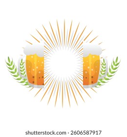 Drink beer vector cartoon decorative frame