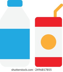 Icono de vidrio de bebida Ilustración plana de Vector