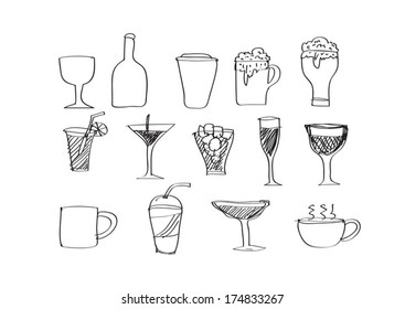 Drink beverage icons set