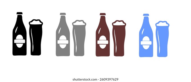 drink beverage outline icons, bottle liquor glass