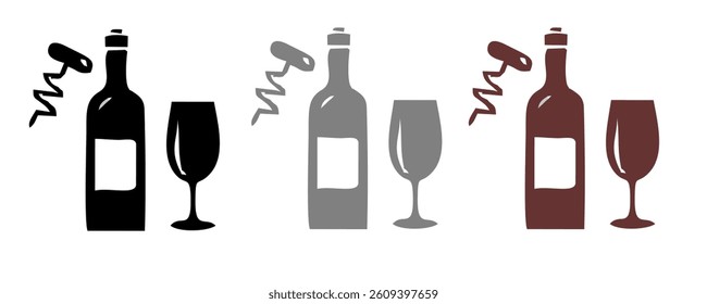 drink beverage outline icons, bottle liquor glass