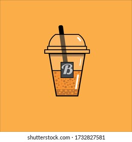 Drink Boba Logo Minimalist Template Vector