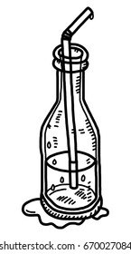drink bottle / cartoon vector and illustration, black and white, hand drawn, sketch style, isolated on white background.