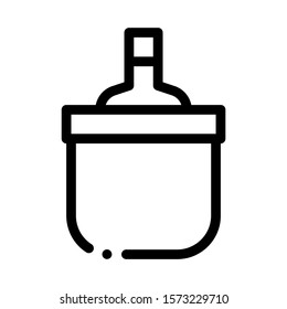 Drink Bottle in Cooling Bucket Icon Vector. Outline Drink Bottle in Cooling Bucket Sign. Isolated Contour Symbol Illustration