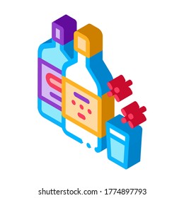 Vector de iconos de la Copa Botella de Beber. Señal isométrica de la Copa de Botellas Isométricas. ilustración de símbolo aislado de color