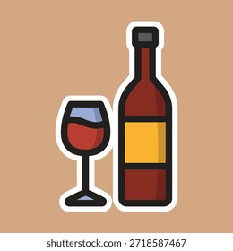 Vector editable de la etiqueta engomada del estilo de la historieta de la botella de bebida