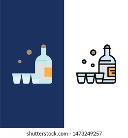 Drink, Bottle, Glass, Ireland  Icons. Flat and Line Filled Icon Set Vector Blue Background