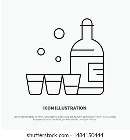 Drink, Bottle, Glass, Ireland Line Icon Vector. Vector Icon Template background