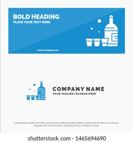 Drink, Bottle, Glass, Ireland SOlid Icon Website Banner and Business Logo Template. Vector Icon Template background