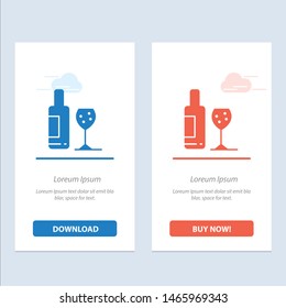 Drink, Bottle, Glass, Love  Blue and Red Download and Buy Now web Widget Card Template. Vector Icon Template background
