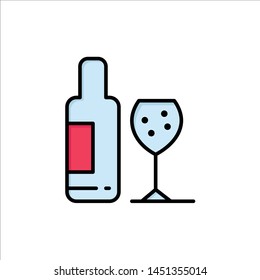 Drink, Bottle, Glass, Love  Flat Color Icon. Vector icon banner Template
