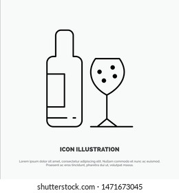 Drink, Bottle, Glass, Love Line Icon Vector