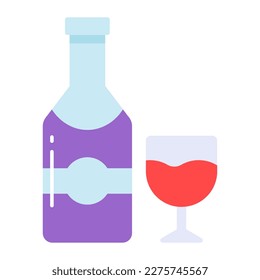 Drink bottle with glass vector design, easy to use icon
