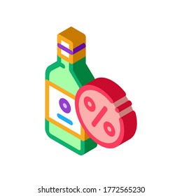 Vector de iconos de la botella de bebida. Signo de botella de bebida isométrica. ilustración de símbolo aislado de color