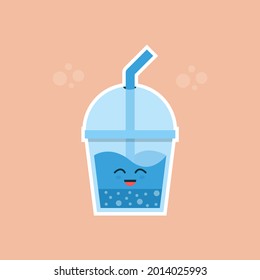 Drink bottle with kawaii style design for drink shop or any other.