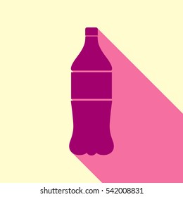 Drink bottle sign. Flirt color icon with cyclamen flat style shadow path on cream background.