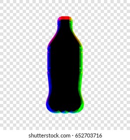 Drink bottle sign. Vector. Black icon with red-green-blue contours on transparent background.