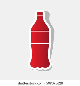 Drink bottle sign. Vector. New year reddish icon with outside stroke and gray shadow on light gray background.
