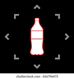 Drink bottle sign. Vector. White icon in gray focus like mandala on black background.