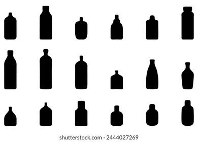 Drink bottle silhouette vector set