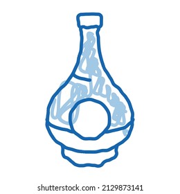 Drink Bottle Sketch icon vector. Dibujo manual de la línea azul del doodle de la mano Letrero de bebida Botella. ilustración de símbolo aislado