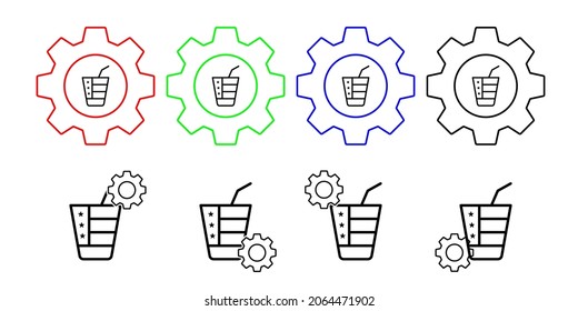 Drink bottle usa flag vector icon in gear set illustration for ui and ux, website or mobile application