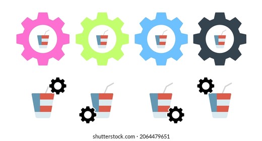Drink bottle usa flag vector icon in gear set illustration for ui and ux, website or mobile application