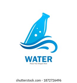 Drink bottle water vector logo template. Suitable for business, web, art, nature, bio and health