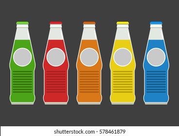 drink bottles color set, vector illustration