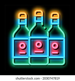 Drink Bottles neon light sign vector. Glowing bright icon Drink Bottles sign. transparent symbol illustration