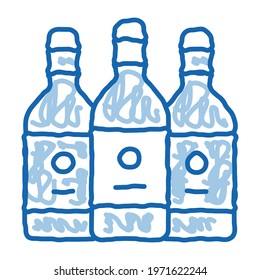 Drink Bottles sketch icon vector. Hand drawn blue doodle line art Drink Bottles sign. isolated symbol illustration