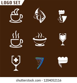 Drink and breakfast set Logo element. Corporate branding identity design template. Drink design collection. Vector illustration
