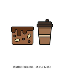 Drink and brownie set set food icon vector basic design simple and modern concept graphic