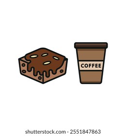 Drink and brownie set set food icon vector basic design simple and modern concept graphic