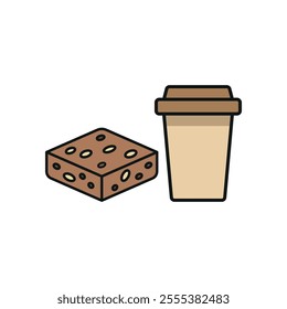 Drink and brownie set set food icon vector basic design simple and modern concept graphic