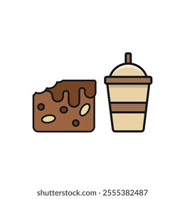 Drink and brownie set set food icon vector basic design simple and modern concept graphic